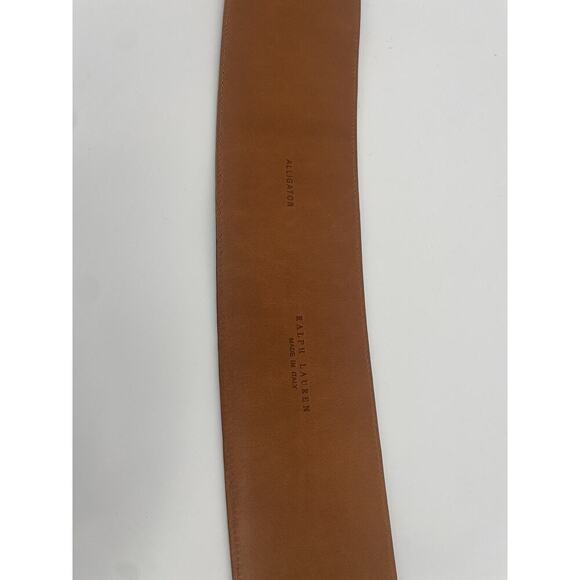 Ralph Lauren Collection Alligator Trench Buckle Brown Wide Belt M Women’s - Picture 4 of 9